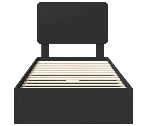 Saugos Lova Su Galvūgalio Juoda 75 X 190 Cm Apdirbta Mediena