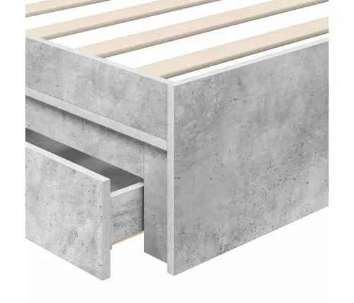 Gultas Rāmis Betona Pelēks 75 X 190 Cm Inženierijas Koks Vidaxl