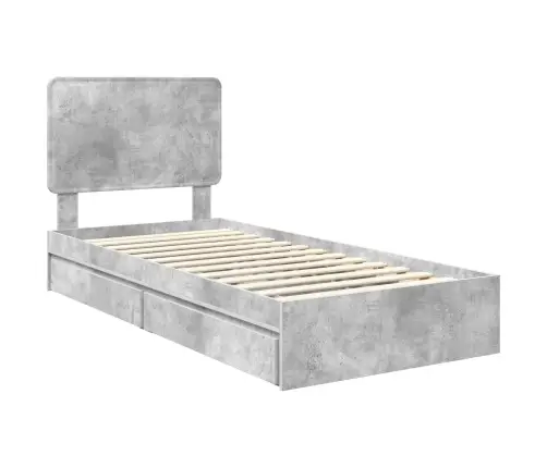 Gultas Rāmis Betona Pelēks 75 X 190 Cm Inženierijas Koks Vidaxl