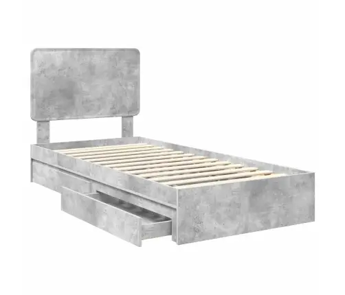 Gultas Rāmis Betona Pelēks 75 X 190 Cm Inženierijas Koks Vidaxl