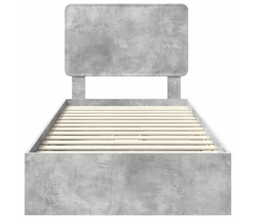 Gultas Rāmis Betona Pelēks 75 X 190 Cm Inženierijas Koks Vidaxl