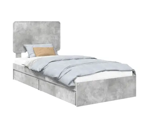 Gultas Rāmis Betona Pelēks 75 X 190 Cm Inženierijas Koks Vidaxl