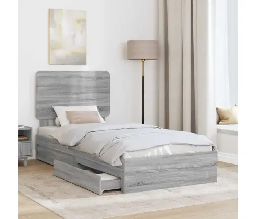 Gultas Rāmis Pelēks Sonoma 75 X 190 Cm Inženierijas Koks Vidaxl