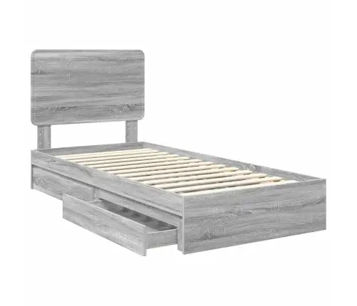 Gultas Rāmis Pelēks Sonoma 75 X 190 Cm Inženierijas Koks Vidaxl