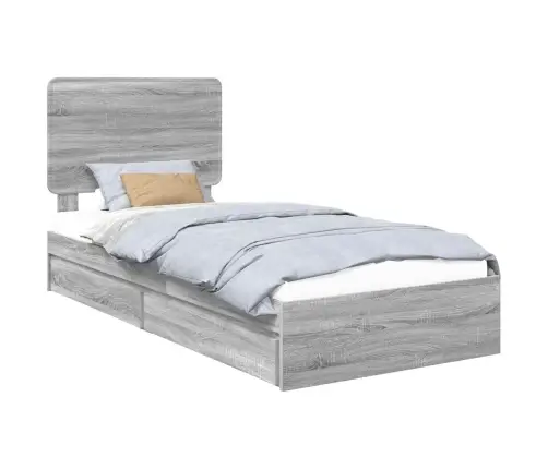 Gultas Rāmis Pelēks Sonoma 75 X 190 Cm Inženierijas Koks Vidaxl