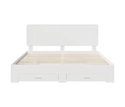 Lovos Rėmas Su Galvūgalio Balta 200 X 200 Cm Apdirbta Mediena