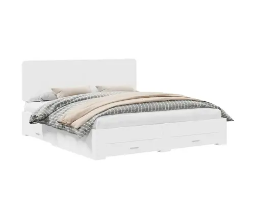 Lovos Rėmas Su Galvūgalio Balta 200 X 200 Cm Apdirbta Mediena