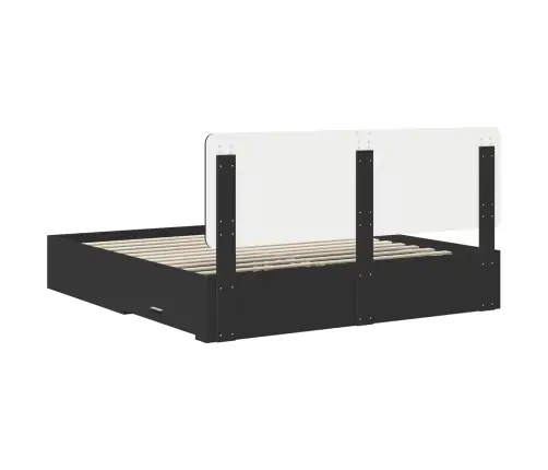 Lovos Rėmas Su Galvūgalio Juoda 200 X 200 Cm Apdirbta Mediena