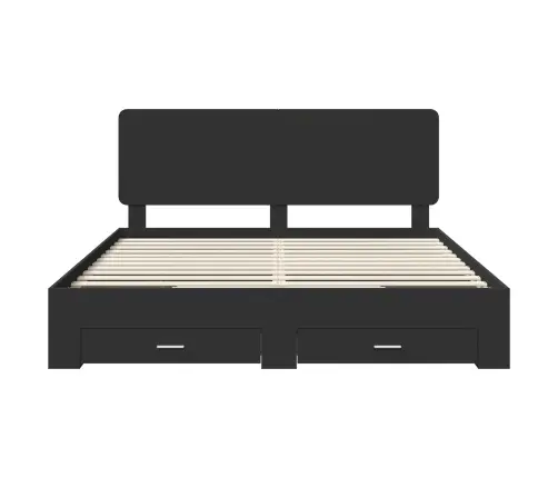 Lovos Rėmas Su Galvūgalio Juoda 200 X 200 Cm Apdirbta Mediena