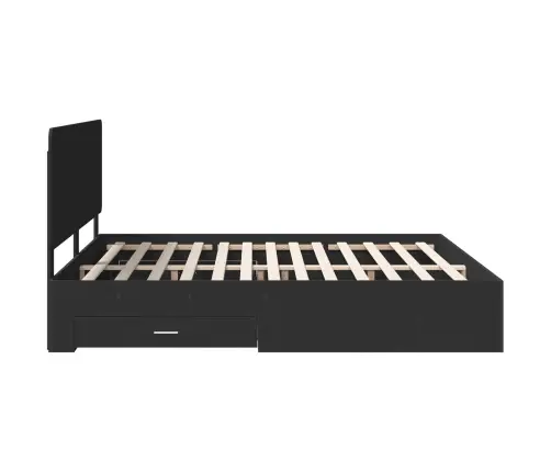 Lovos Rėmas Su Galvūgalio Juoda 200 X 200 Cm Apdirbta Mediena