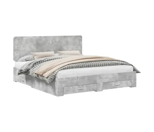 Lovos Rėmas Betono Pilka 200 X 200 Cm Apdirbta Mediena