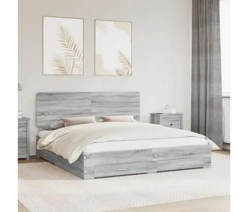 Lovos Rėmas Pilkas Sonoma 200 X 200 Cm Apdirbta Mediena