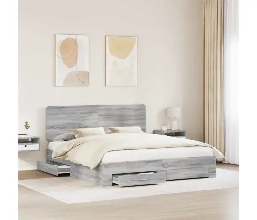 Lovos Rėmas Pilkas Sonoma 200 X 200 Cm Apdirbta Mediena