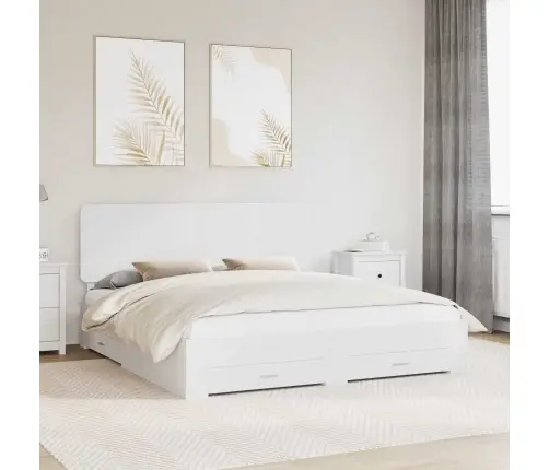 Gultas Rāmis Ar Atvilktni Balts 180 X 200 Cm Inženierijas Koks Vidaxl