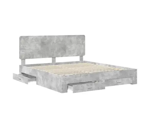 Voodi Raam Peaga Sahtliga Betoonhall 180 X 200 Cm Tehispuit