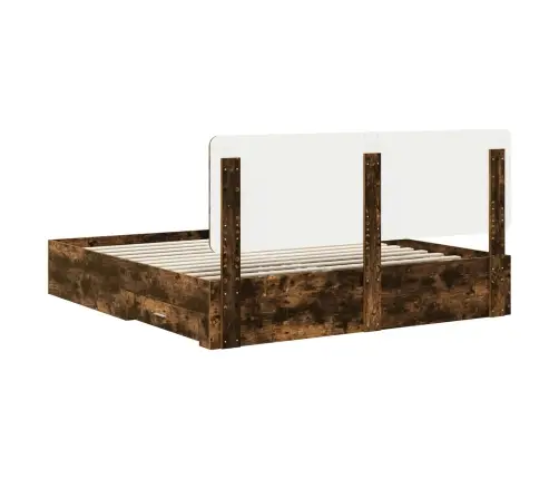 Voodi Raam Peaga Suitsetatud Tamm 180 X 200 Cm Tehispuit