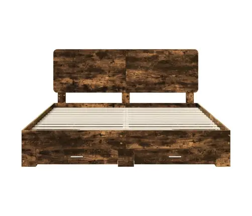 Voodi Raam Peaga Suitsetatud Tamm 180 X 200 Cm Tehispuit