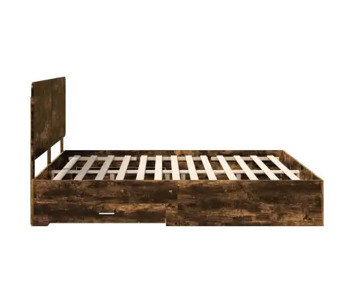 Voodi Raam Peaga Suitsetatud Tamm 180 X 200 Cm Tehispuit