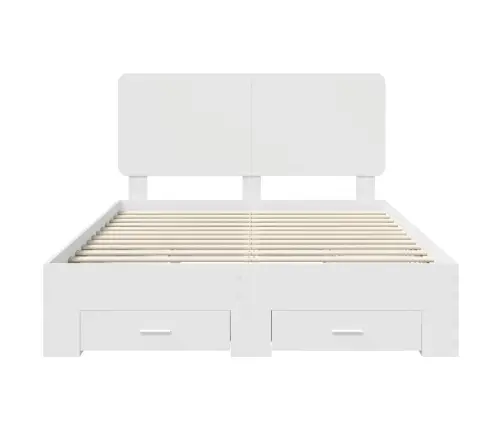 Gultas Rāmis Ar Atvilktni Balts 160 X 200 Cm Inženierijas Koks Vidaxl