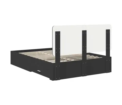 Voodi Raam Peaga Sahtliga Must 160 X 200 Cm Tehispuit