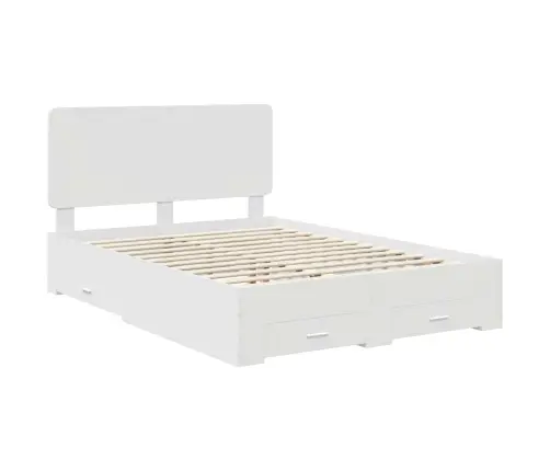 Voodi Raam Peaga Sahtliga Valge 150 X 200 Cm Tehispuit