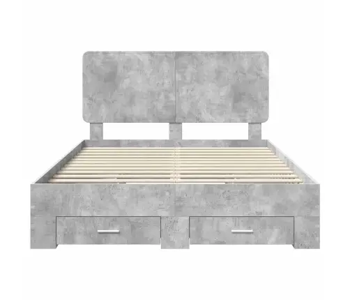 Gultas Rāmis Betona Pelēks 150 X 200 Cm Inženierijas Koks Vidaxl