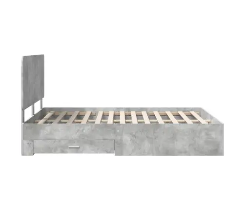 Gultas Rāmis Betona Pelēks 150 X 200 Cm Inženierijas Koks Vidaxl