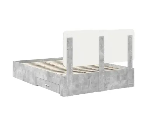 Gultas Rāmis Betona Pelēks 140 X 200 Cm Inženierijas Koks Vidaxl