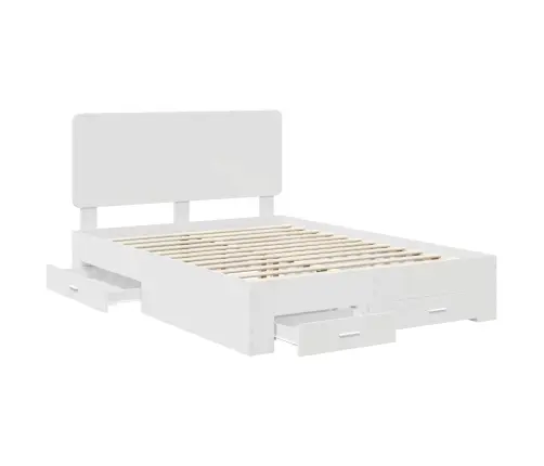 Voodi Raam Peaga Sahtliga Valge 140 X 190 Cm Tehispuit