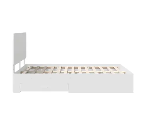 Voodi Raam Peaga Sahtliga Valge 140 X 190 Cm Tehispuit