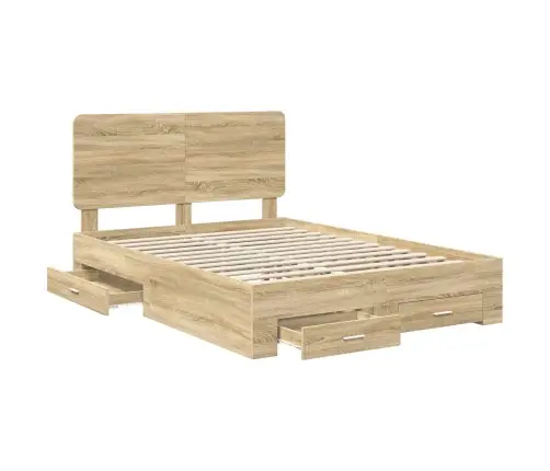 Gultas Rāmis Sonoma Ozols 140 X 190 Cm Inženierijas Koks Vidaxl