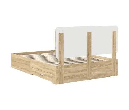 Gultas Rāmis Sonoma Ozols 140 X 190 Cm Inženierijas Koks Vidaxl