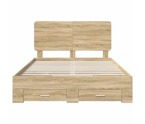 Gultas Rāmis Sonoma Ozols 140 X 190 Cm Inženierijas Koks Vidaxl