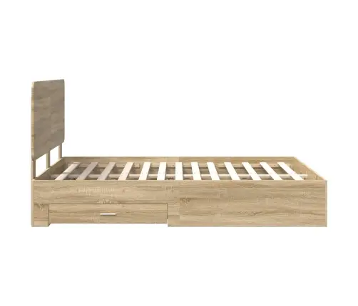 Gultas Rāmis Sonoma Ozols 140 X 190 Cm Inženierijas Koks Vidaxl