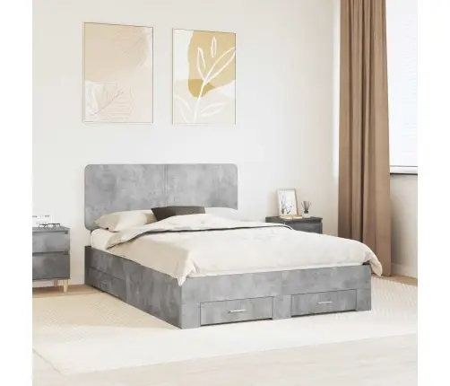 Lovos Rėmas Betono Pilka 140 X 190 Cm Apdirbta Mediena