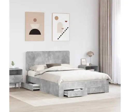 Lovos Rėmas Betono Pilka 140 X 190 Cm Apdirbta Mediena