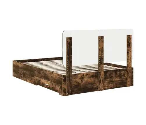 Gultas Rāmis Dūmaka Ozols 140 X 190 Cm Inženierijas Koks Vidaxl