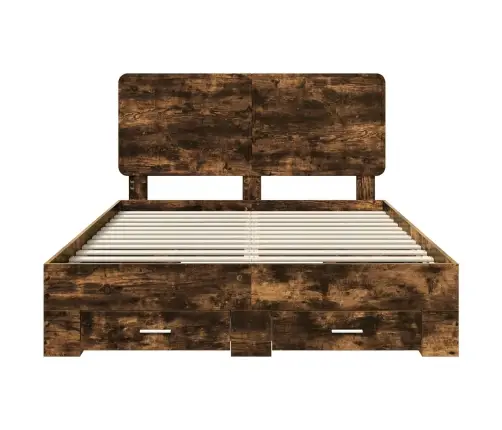 Gultas Rāmis Dūmaka Ozols 140 X 190 Cm Inženierijas Koks Vidaxl