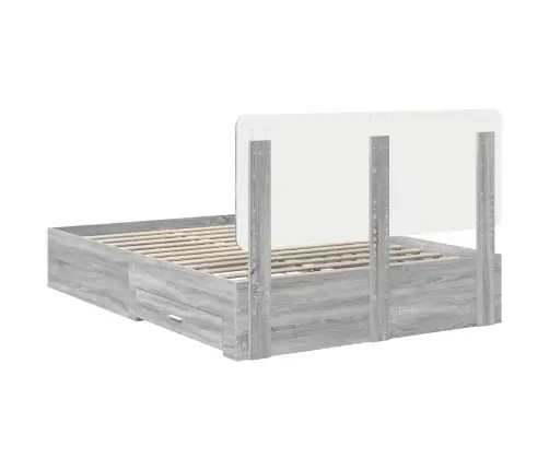 Gultas Rāmis Pelēks Sonoma 140 X 190 Cm Inženierijas Koks Vidaxl