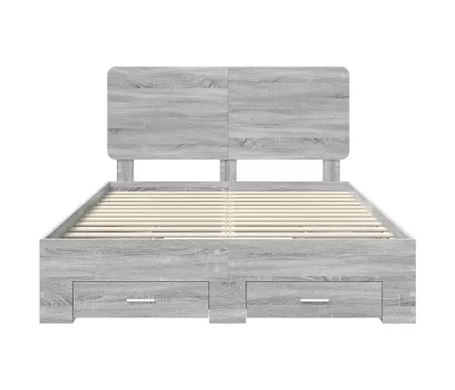 Gultas Rāmis Pelēks Sonoma 140 X 190 Cm Inženierijas Koks Vidaxl