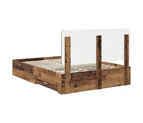 Voodi Raam Peaga Sahtliga Vana Puit 140 X 190 Cm Tehispuit