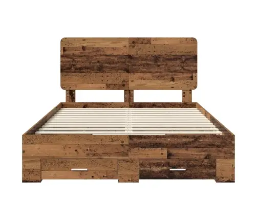 Voodi Raam Peaga Sahtliga Vana Puit 140 X 190 Cm Tehispuit