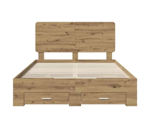 Gultas Rāmis Artisānā Ozols 140 X 190 Cm Inženierijas Koks Vidaxl