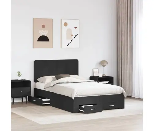 Gultas Rāmis Ar Atvilktni Melna 135 X 190 Cm Inženierijas Koks Vidaxl