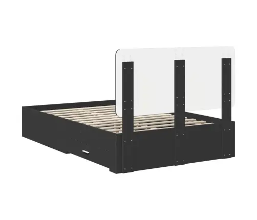 Gultas Rāmis Ar Atvilktni Melna 135 X 190 Cm Inženierijas Koks Vidaxl