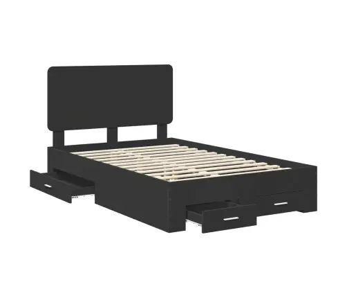 Gultas Rāmis Ar Atvilktni Melna 120 X 200 Cm Inženierijas Koks Vidaxl