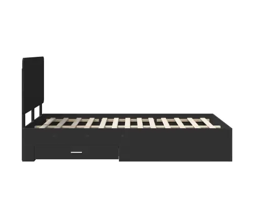 Gultas Rāmis Ar Atvilktni Melna 120 X 200 Cm Inženierijas Koks Vidaxl