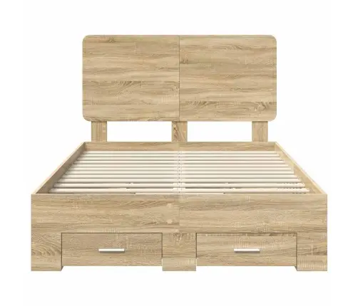 Gultas Rāmis Sonoma Ozols 120 X 200 Cm Inženierijas Koks Vidaxl