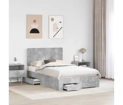 Lovos Rėmas Betono Pilka 120 X 200 Cm Apdirbta Mediena