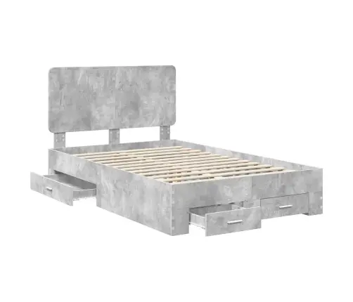Lovos Rėmas Betono Pilka 120 X 200 Cm Apdirbta Mediena